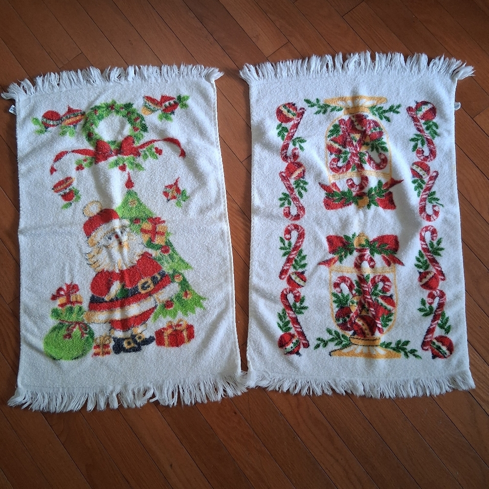 2-MCM Kitchen Hand Towels christmas Made In USA